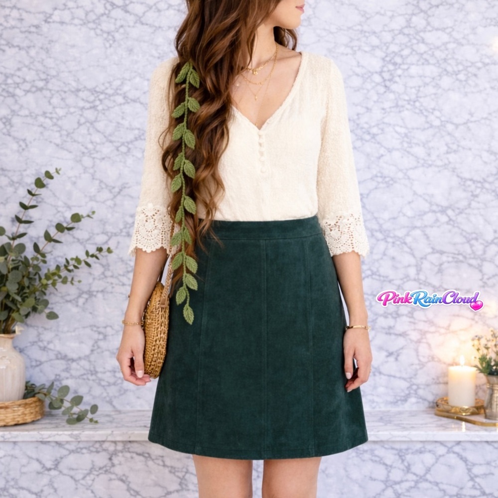 Global Identity 90s Suede LEATHER Green Skirt Women’s 3/4